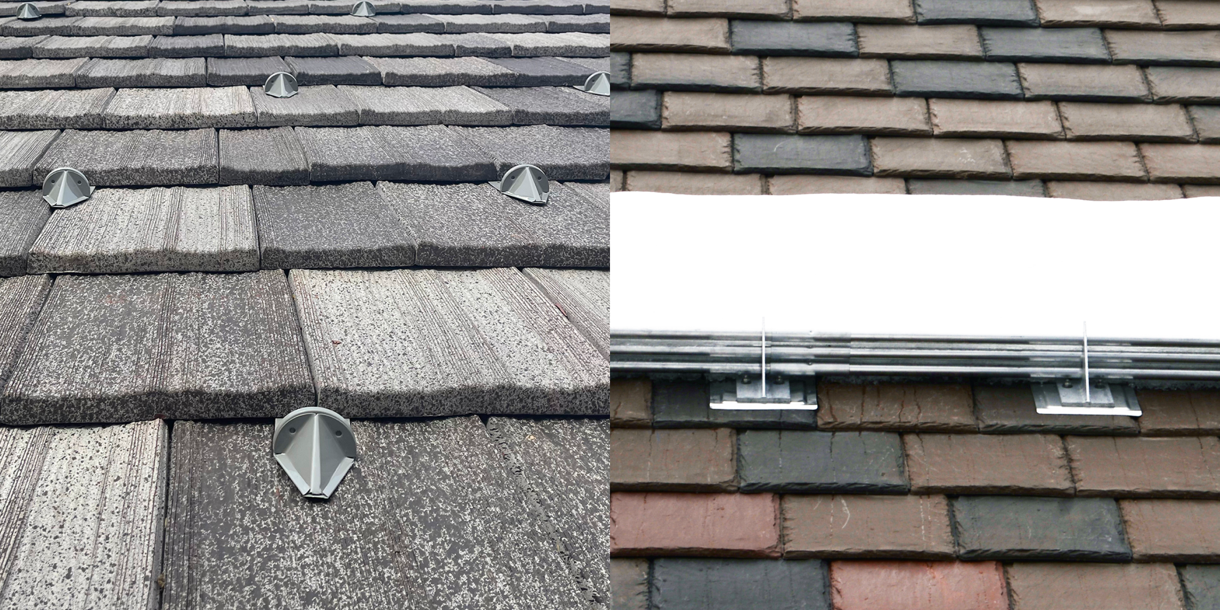 Pad-style snow guards and pipe-style snow guards. Choose the right snow guards for your roof type.